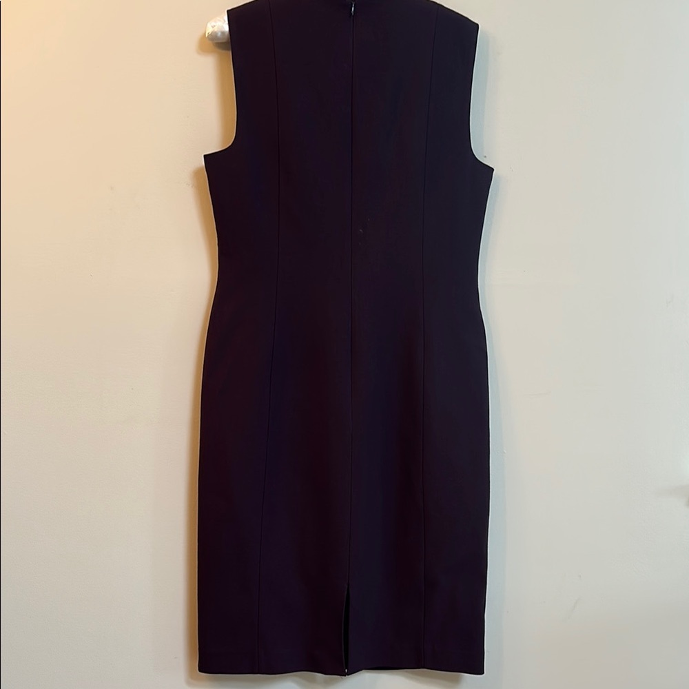 Worth New York Sleeveless Shift Dress – Dark Brown w Faux Leather Detail, Size 8 - Picture 2 of 2